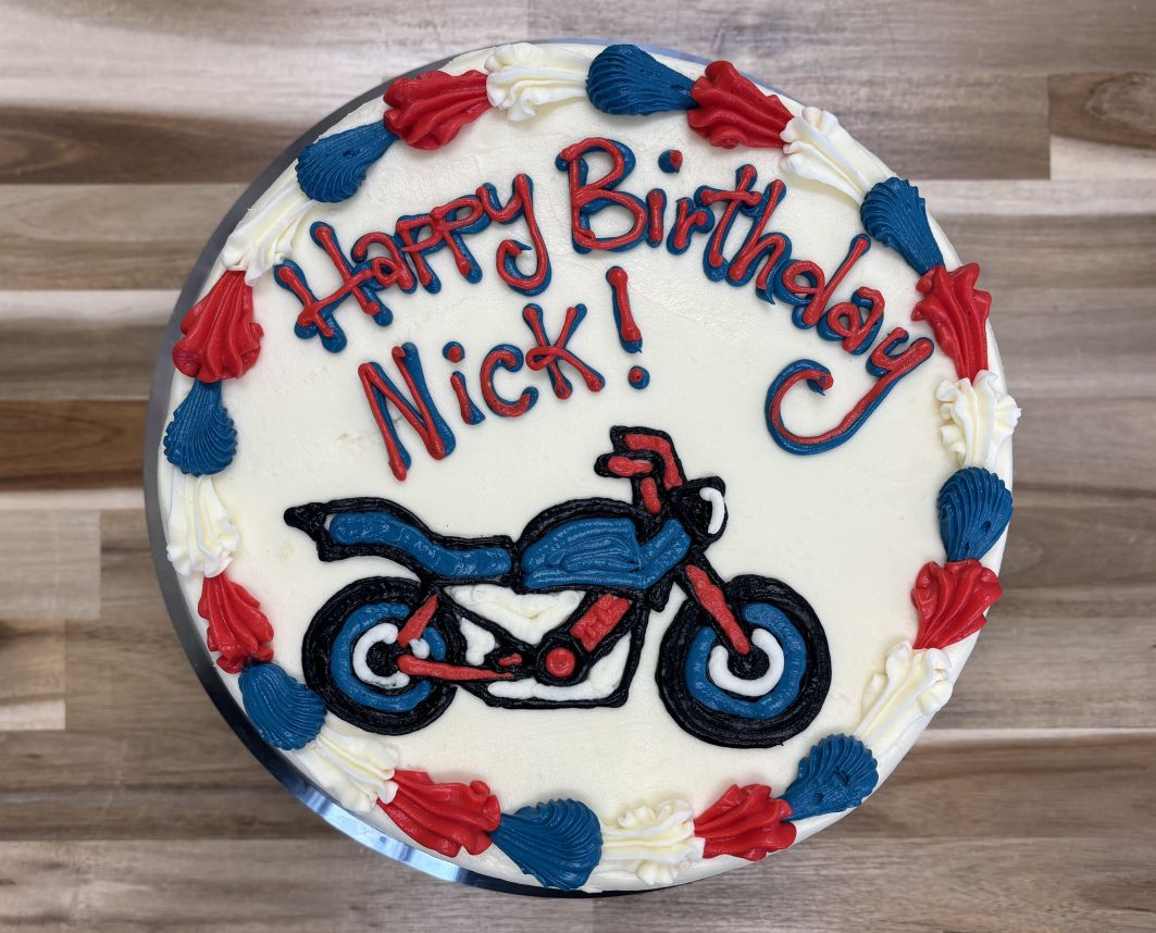 Red Velvet Layer Cake - Nick with Motorcycle